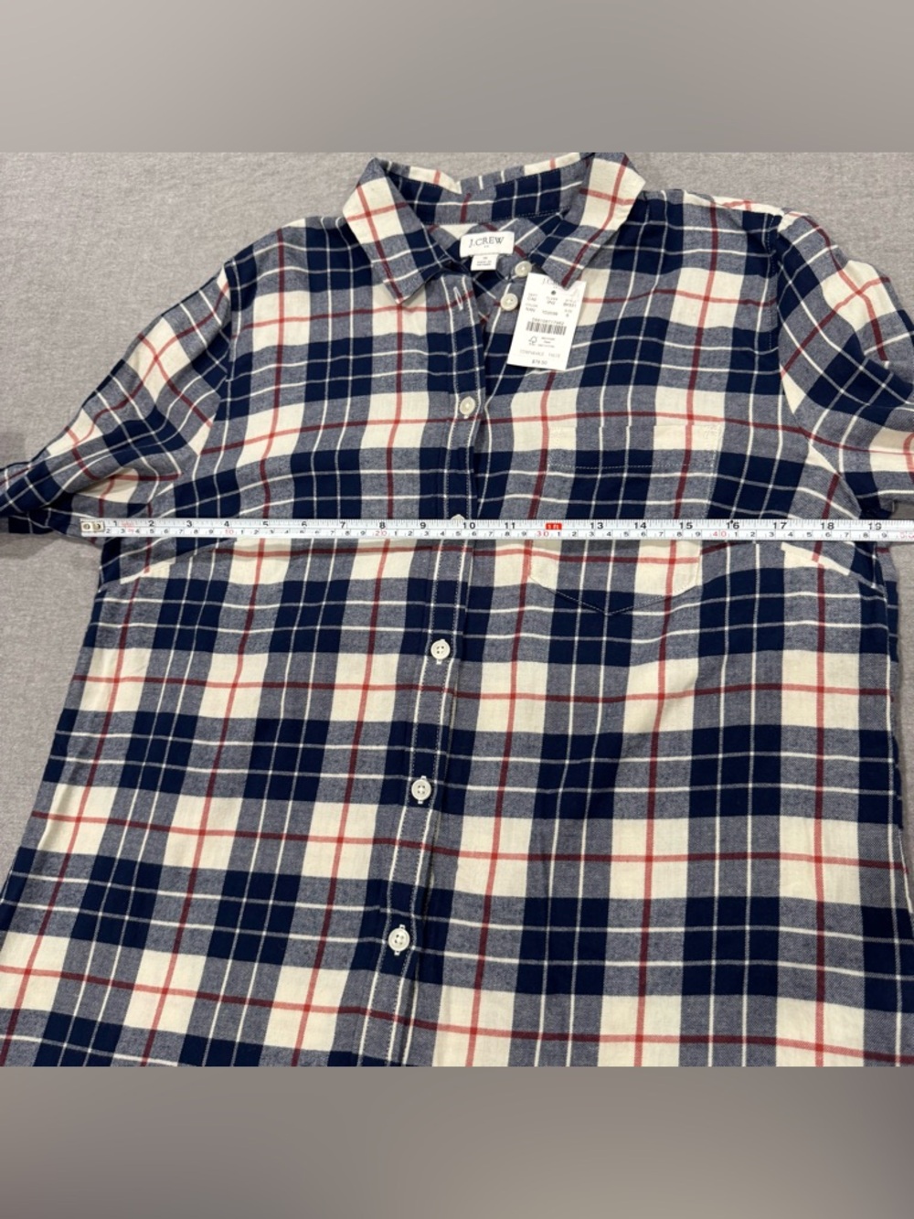 NWT J. Crew Women's Flannel button down shirt blue, white, and red Sz Small - Picture 6 of 10